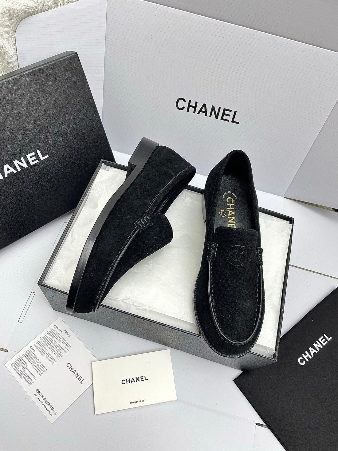 CC 26S Double C Loafers Black Suede 645306