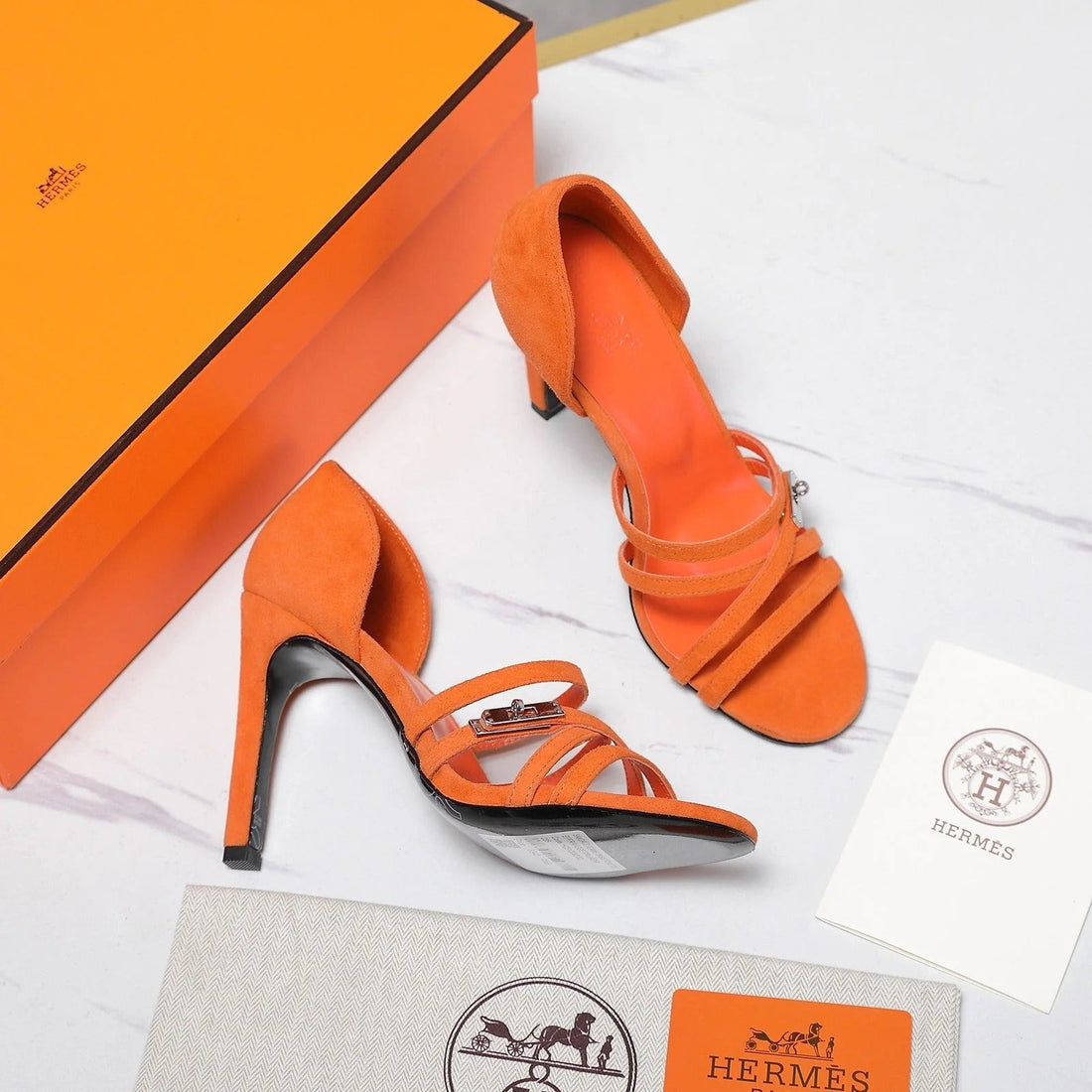 Hm 26SS Sandals 85 Orange Suede 601236