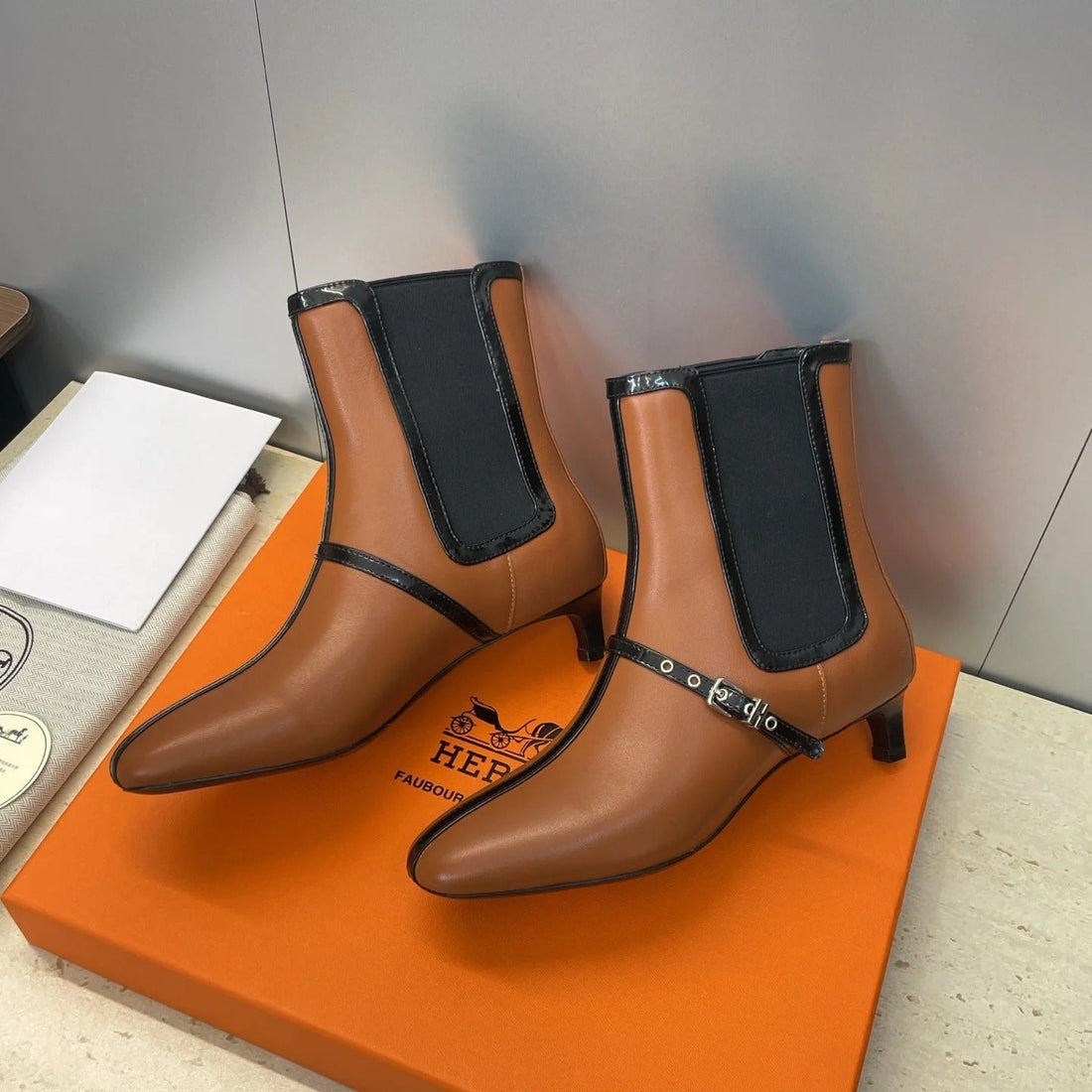 Hm 26SS Lolita Chelsea Boots 40 Brown Black Calfskin 607086