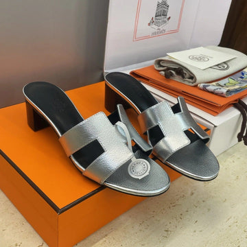 Hm 26SS Oran Sandals 45 Black Sliver Calfskin 607229