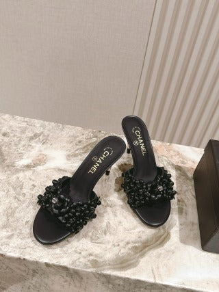CC 26S Floral High Heel Slippers 75 Sheepskin 658446