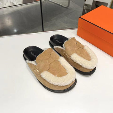 G0 Mule Beige Suede Shearling