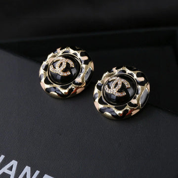 CC Enamel Black Gold Earrings