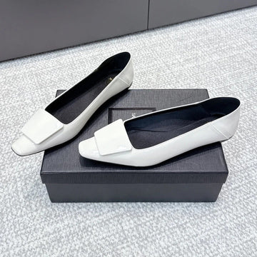 YSL 26SS Square Toe Loafers White Patent Leather 662733