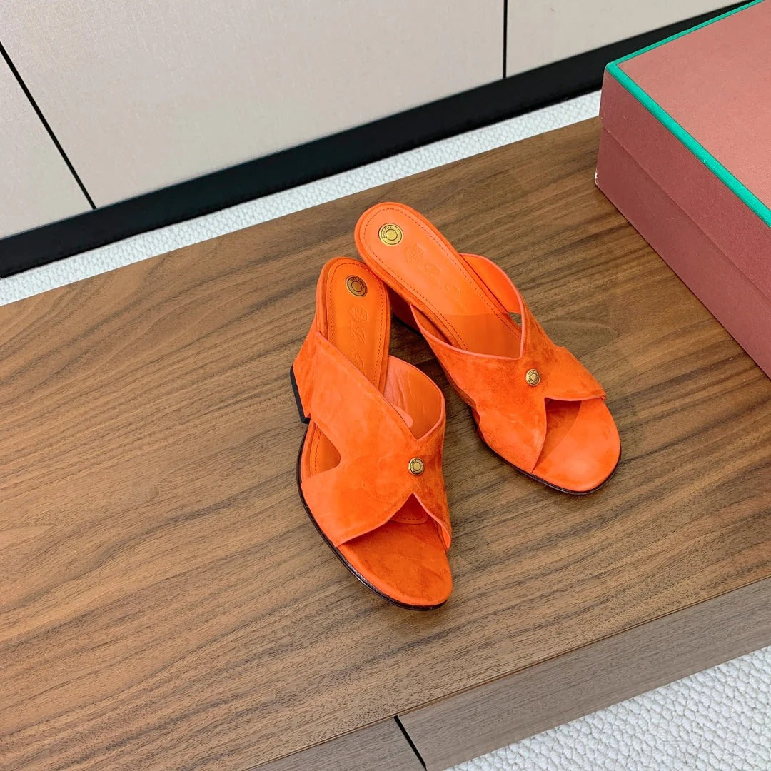 High Heels 85 Mm In Orange Suede