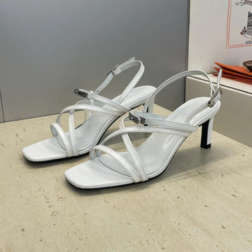 Hm 26SS Kelly Sliver Buckle Sandals 65 White Calfskin 607168