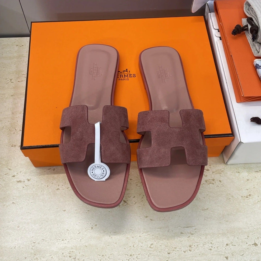Hm 26SS Oran Sandals Dusty Rose Suede Cowhide 607205