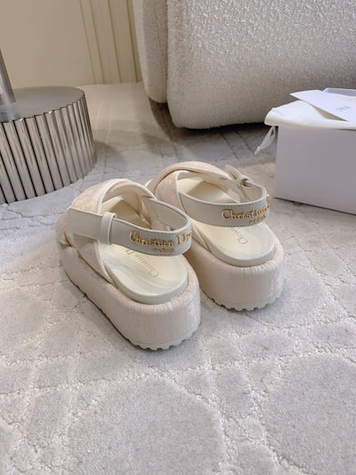 CD 26S Platform Sandals 65 Light Pink Canvas Lambskin 644287