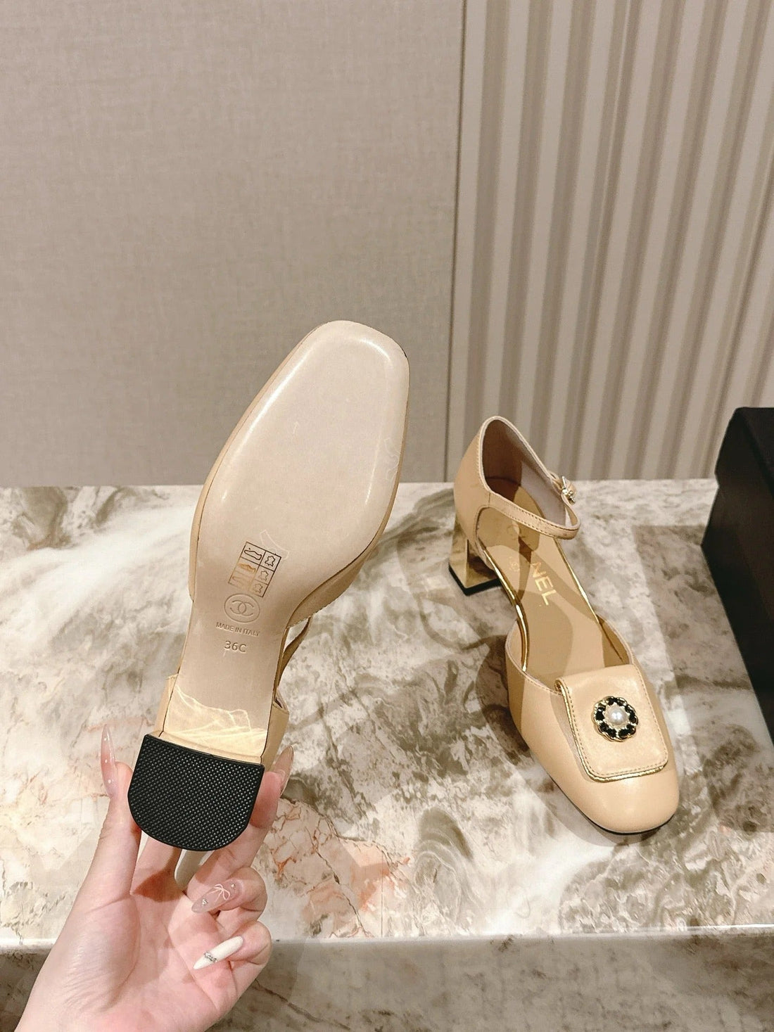 CC 26S Mary Jane Sandals 65 Beige Sheepskin 658473