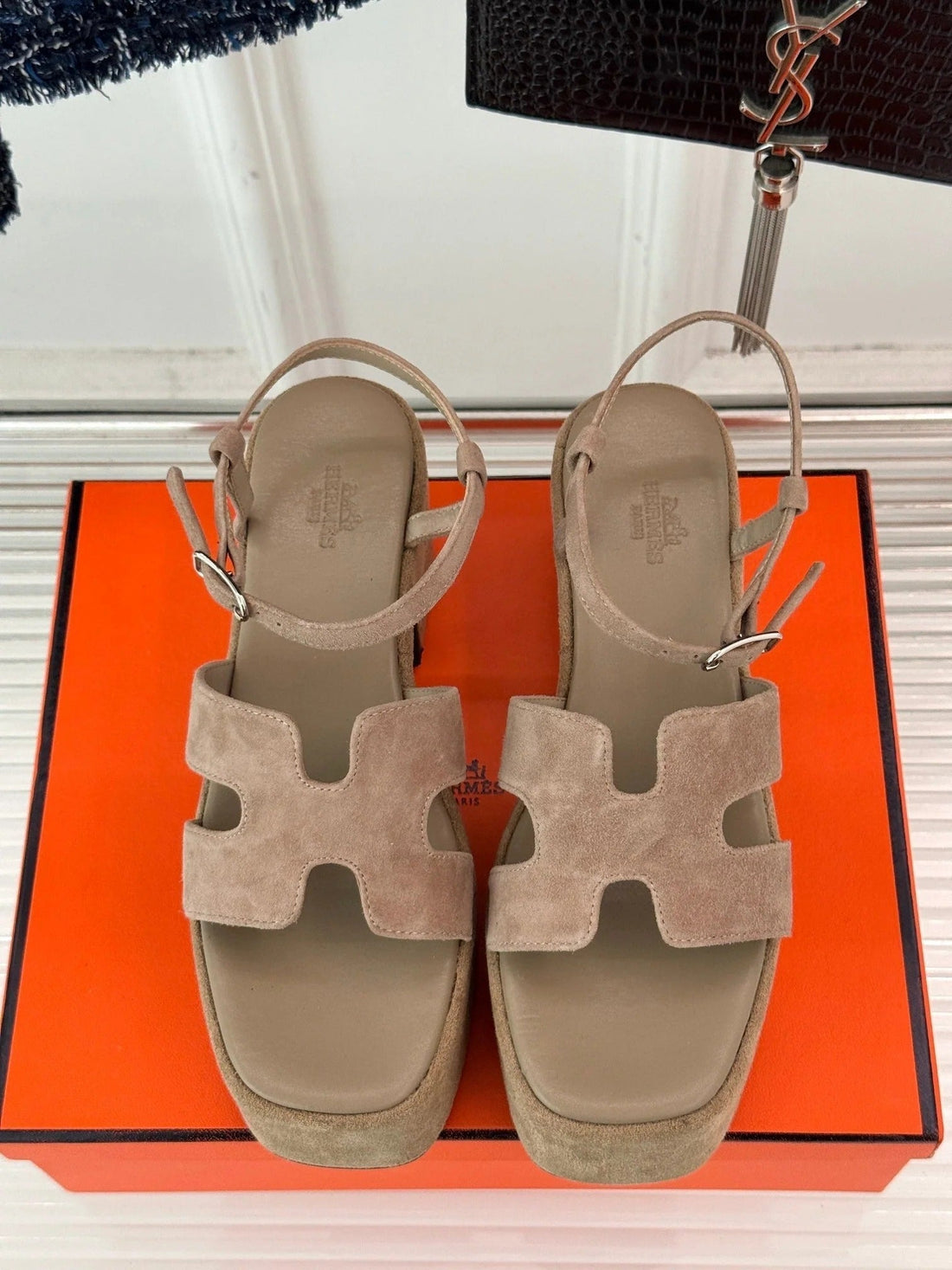 Hm 25S Jam 30 High-Heel Sandal In Terracotta Beige Suede
