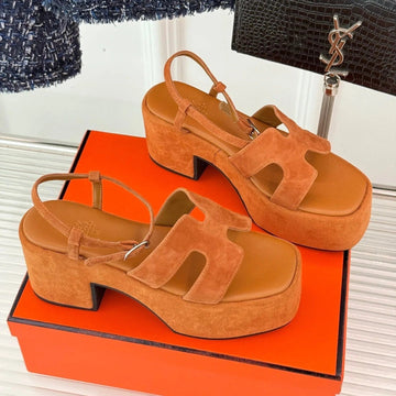Hm 25S Jam 30 High-Heel Sandal In Terracotta Orange Suede
