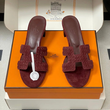 Hm 25S Oran High‑heel Sandal In Dark Red Suede And Lambskin