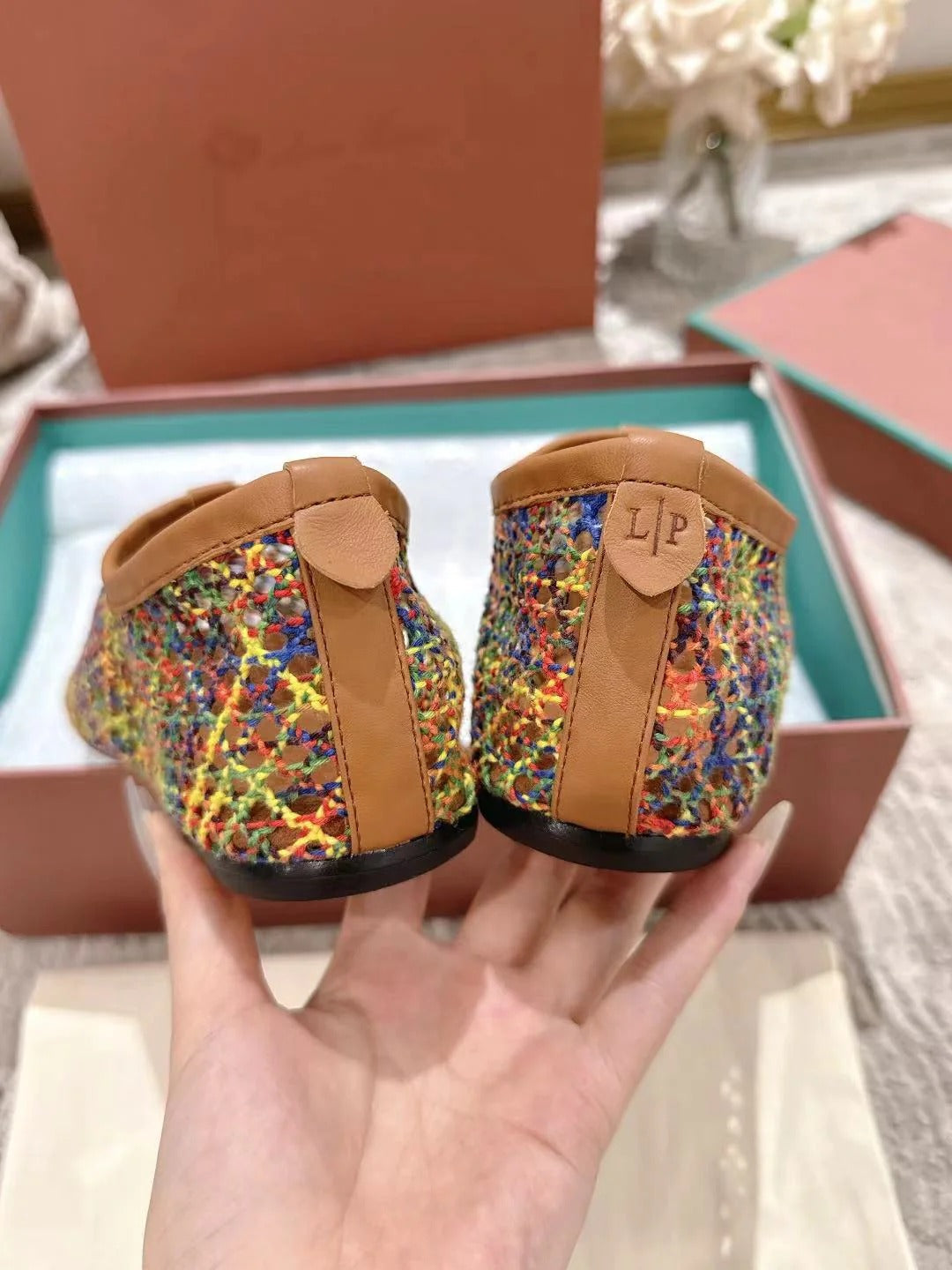 Flat Shoes Multicolor Mesh Fabric
