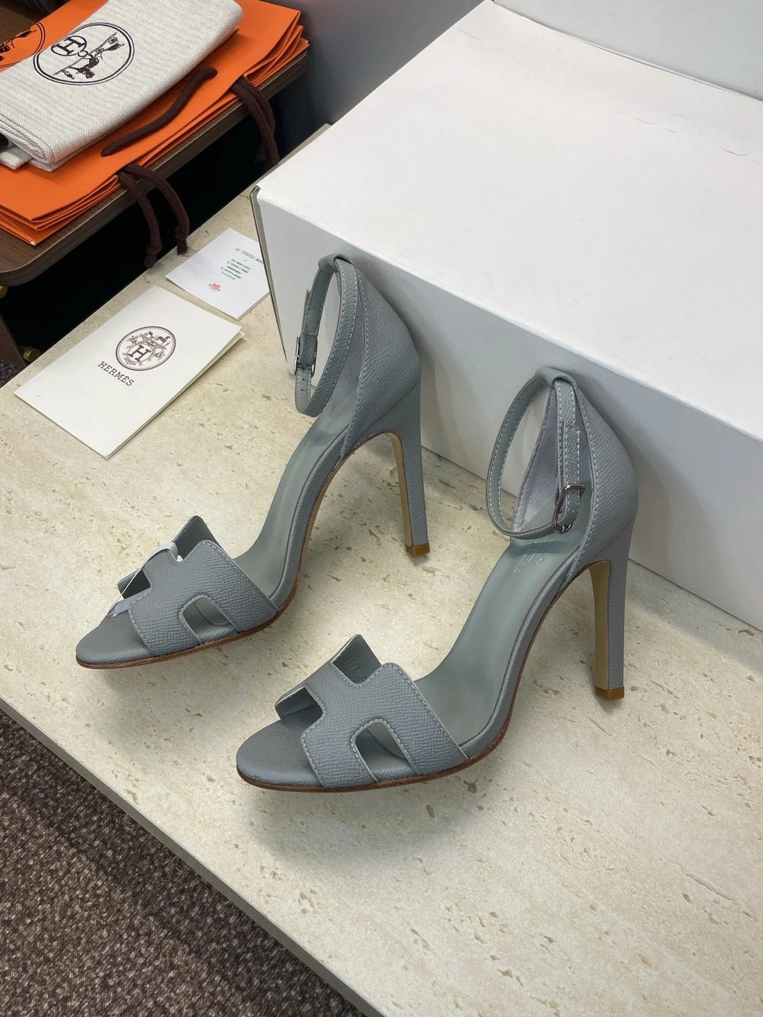 Hm 26SS High Heel Sandals 105 Light Gray Cowhide 607126