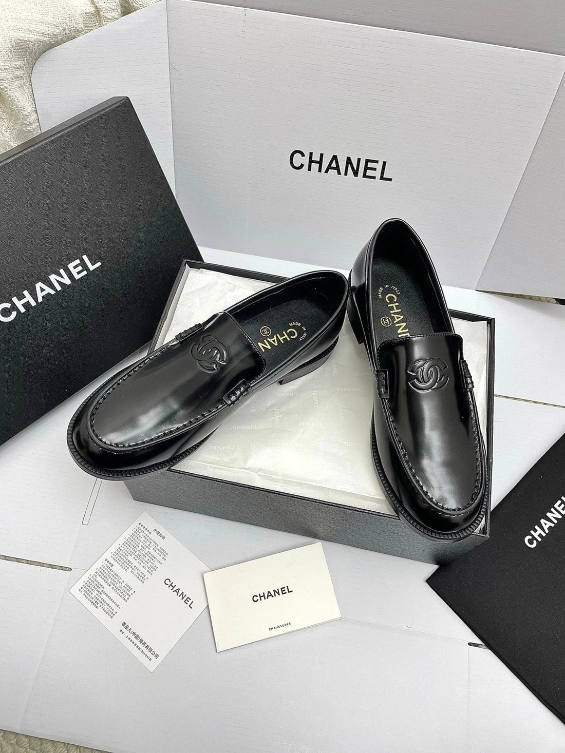 CC 26S Double C Loafers Black Calfskin 645307