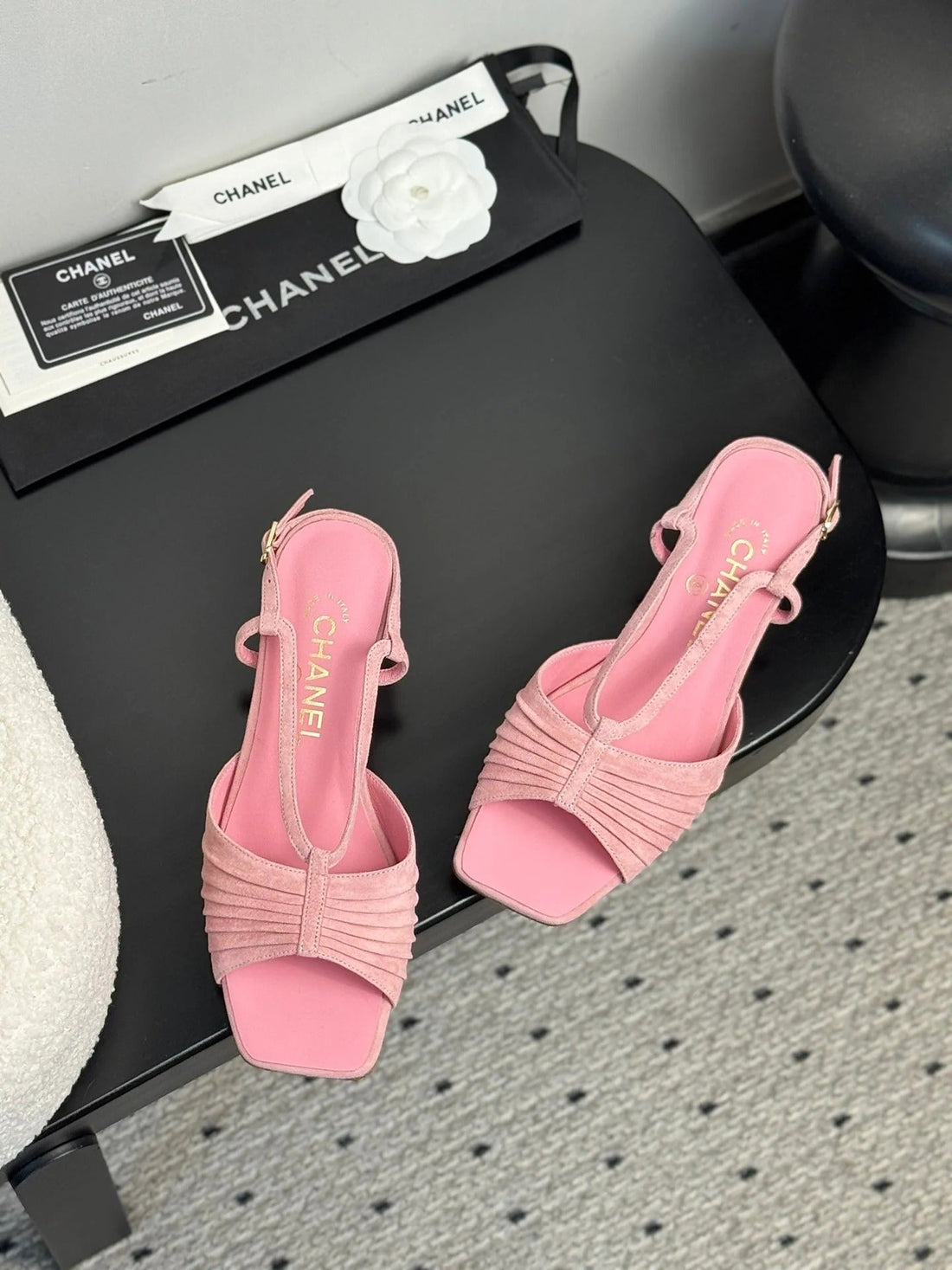 CC High Heels In Pink Quilted Suede