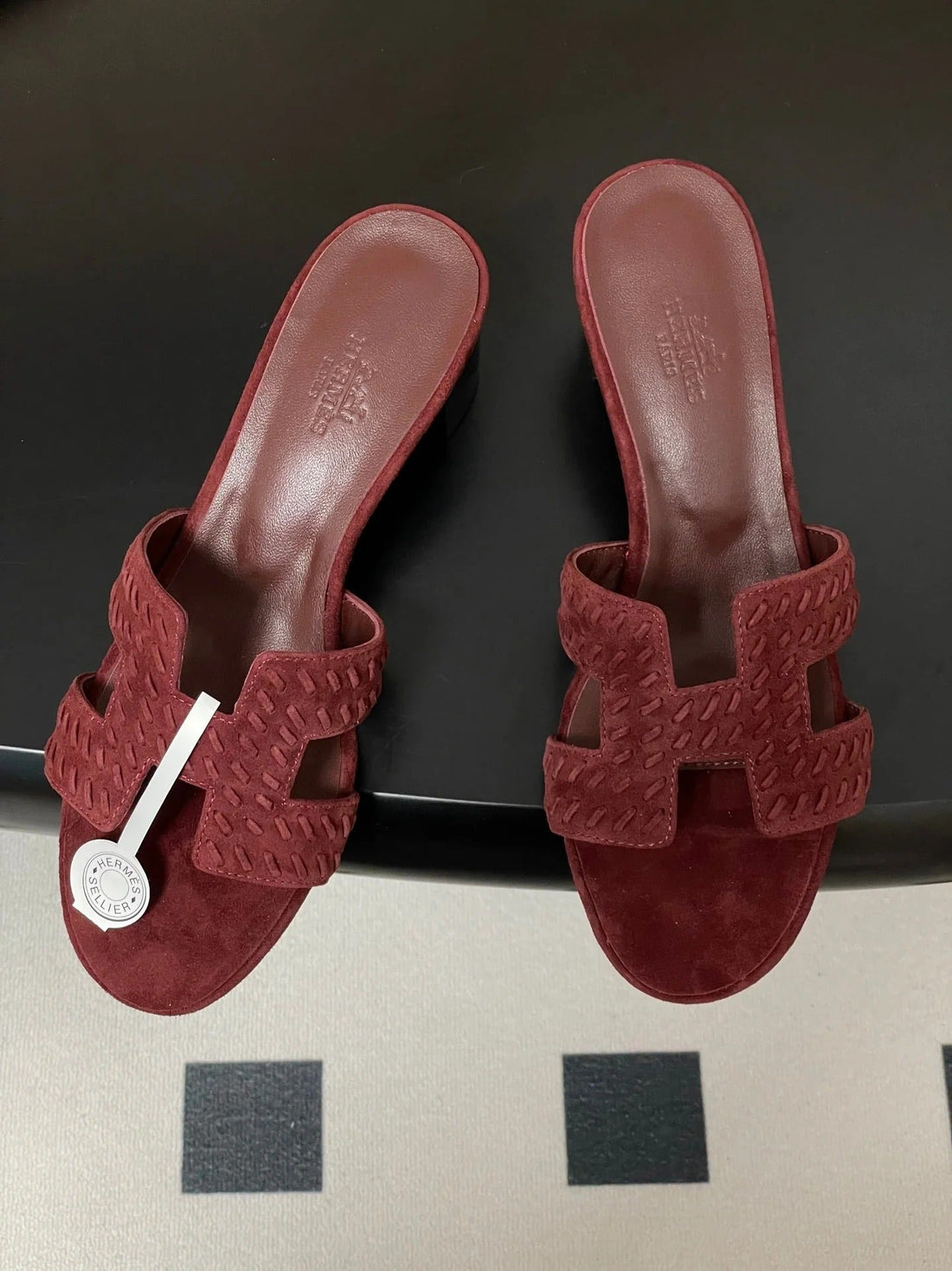 Hm 25S Oran High‑heel Sandal In Dark Red Suede And Lambskin