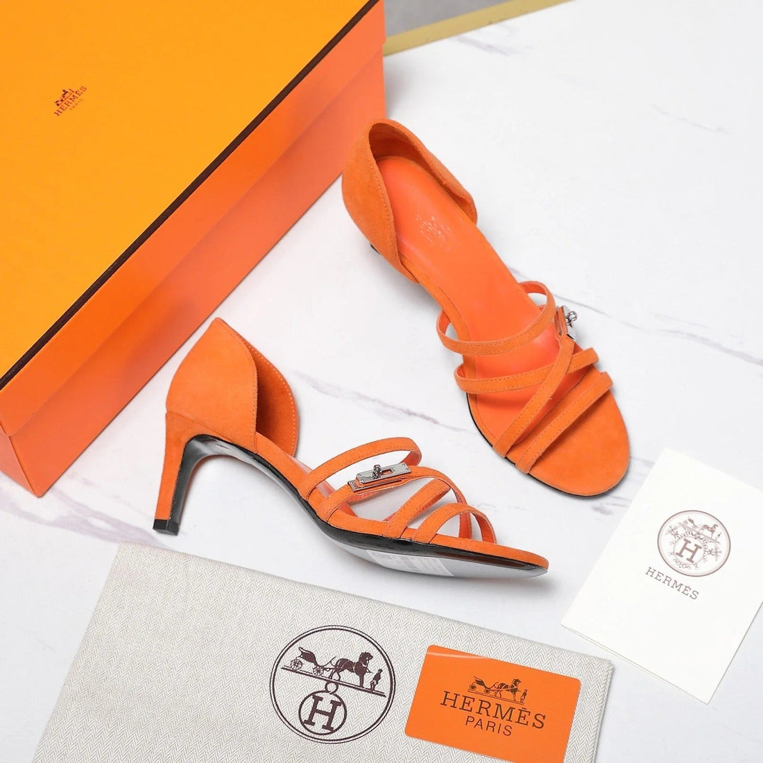 Hm 26SS Sandals 65 Orange Suede 601230
