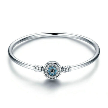 Blue Evil Eye Bangle Demon Eye Charm Bracelet Clear Cz Luxury