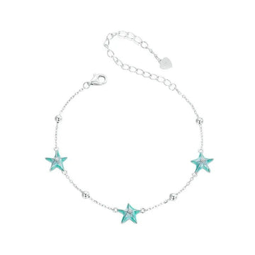 Gradient Blue-Green Starfish Link Chain Bracelets