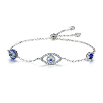 Blue Zircon Evil Eyes Bracelet Guardian Eye Chain For Women
