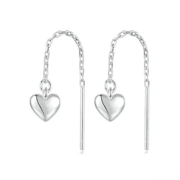 Simple Heart-Shaped Drop Ear Threads Long Tassel Earrings
