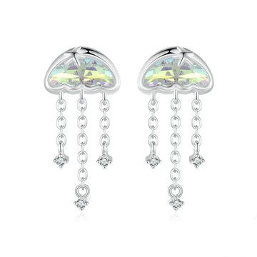 Iridescent Jellyfish Earrings Studs For Women Teen Girls
