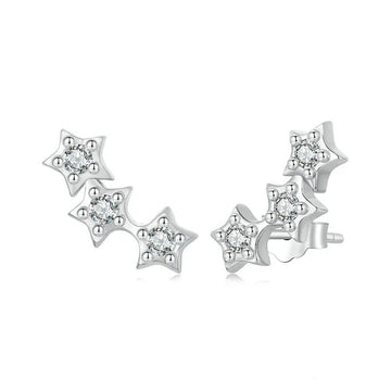 Silver Tiny Star Earrings Studs For Women Teen Girls