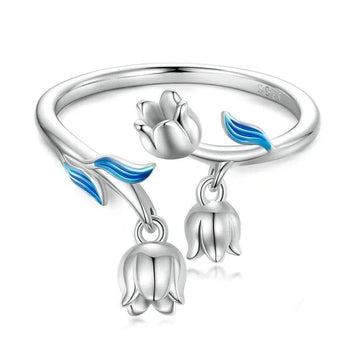 Gorgeous Flowers Open Ring For Women Fine Plated Platinum