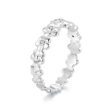 Flower Ring Paved With Cubic Zirconia Statement Band Ring
