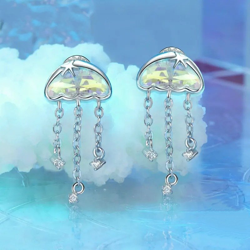 Iridescent Jellyfish Earrings Studs For Women Teen Girls