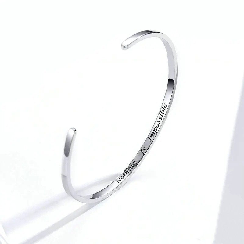 Engrave Courage Bangle "Nothing Is Impossible" Fashion