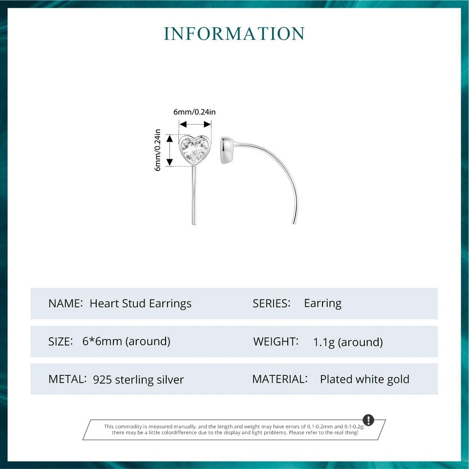 Dainty Simple Heart Earrings For Women BSE1003