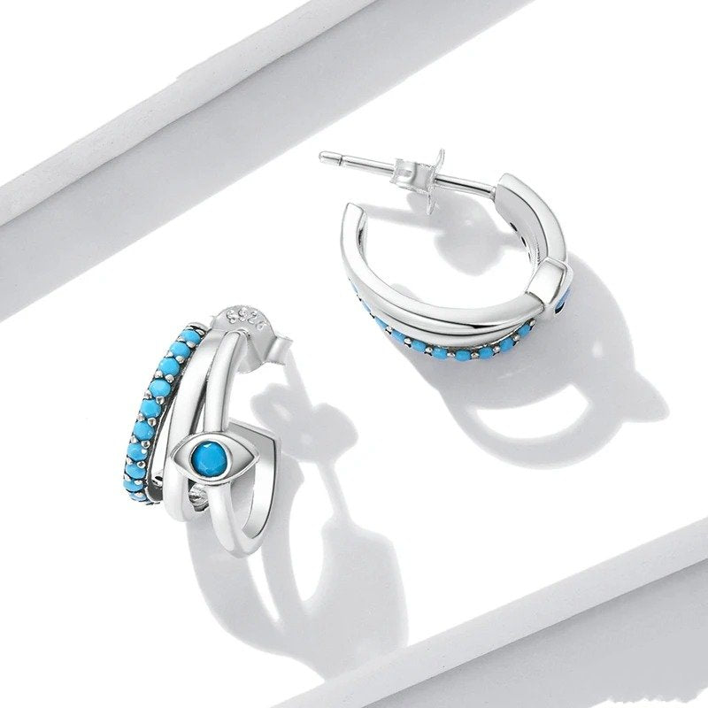 Devil Eye Multi-Layer Stud Earrings