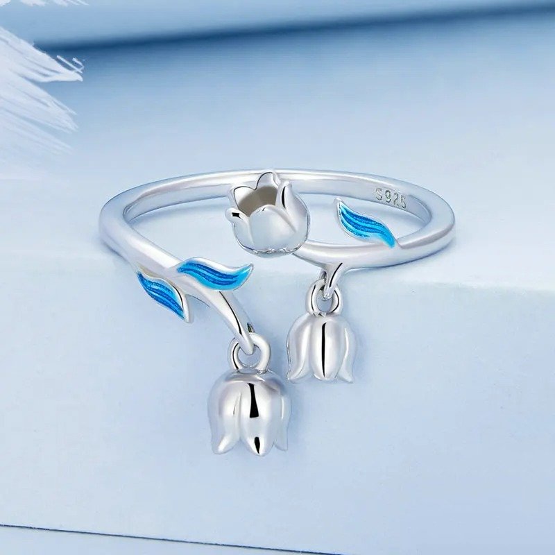 Gorgeous Flowers Open Ring For Women Fine Plated Platinum