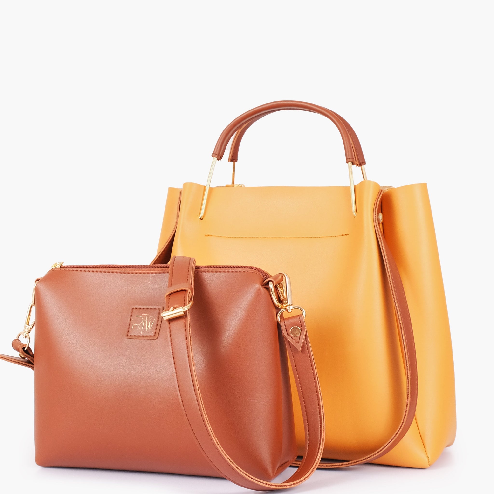 Mustard metal handle Tote Bags