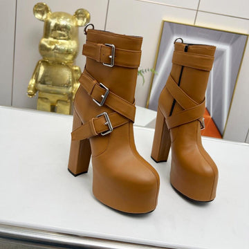 Sl Ankle Buckle Boot Platform Sienna Calfskin