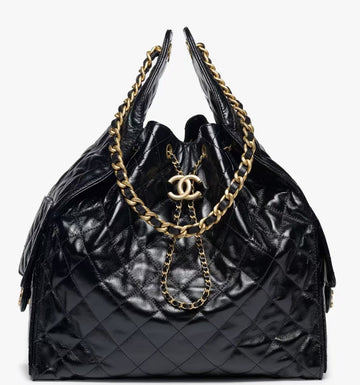 CC 25C Hobo Bags 40CM Black Calfskin