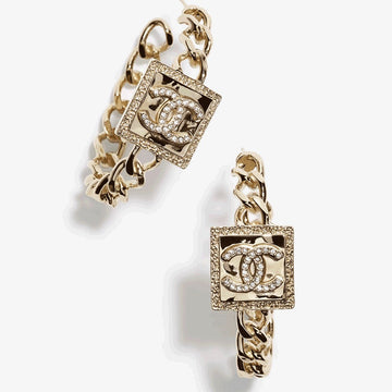 CC Logo Pink Gold Hoop Earrings