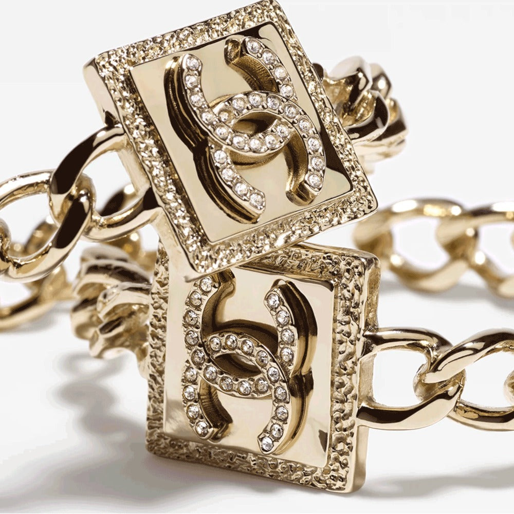 CC Logo Pink Gold Hoop Earrings
