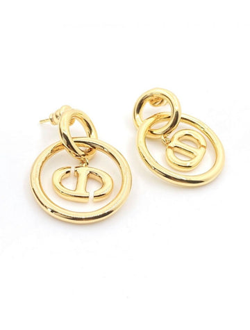 CD Navy Earrings Gold