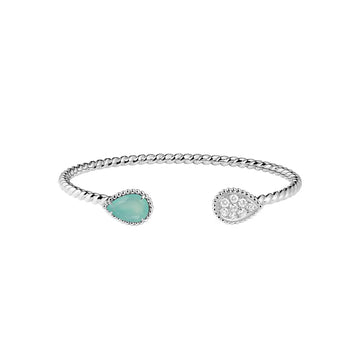 Boheme Aquamarine Diamond Silver Open Bracelet