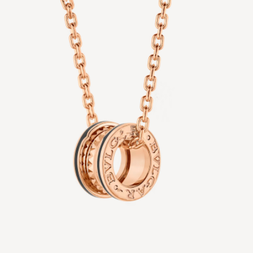 Zero 1 Rock Pedant Pink Gold Black Necklace