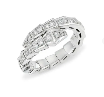Serpenti Ring Silver Diamond Paved 4MM