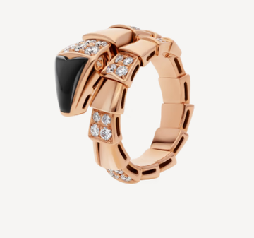 Serpenti Ring Pink Gold Diamond Onyx