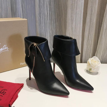 Cl Women Zipper Ankle Boots 100MM Calfskin Black