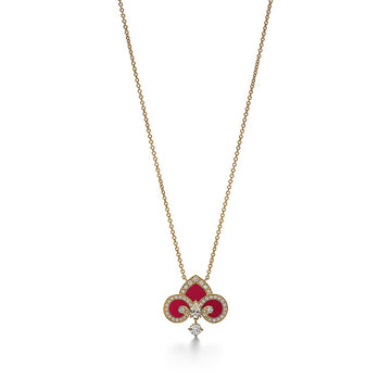 Fleur De Lis Pink Gold Diamond Necklace