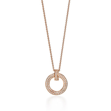 T1 Circle Diamond Paved Medium Necklace