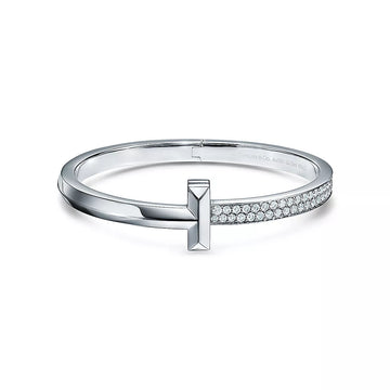Wide Diamonds Hinged Bangle