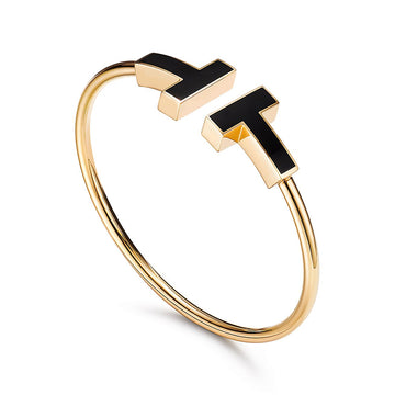T Wide Onyx Open Bracelet